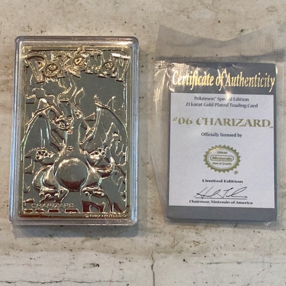 1999 Pokemon 23K Gold Plated Cards Burger King Charizard Card Complete Set Of 6 - Picture 5 of 16